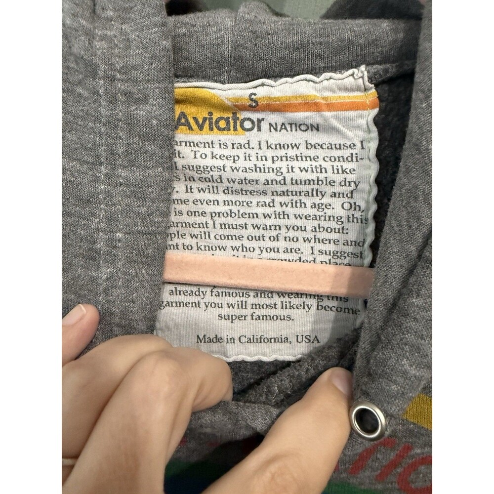 Aviator Nation Venice Gray Relaxed Pullover Hoodie No Drawstring Women S USA - Picture 3 of 8